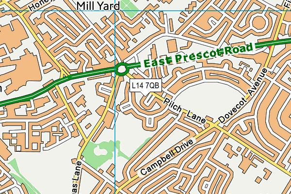 L14 7QB map - OS VectorMap District (Ordnance Survey) L14 7QB map - OS VectorMap District (Ordnance Survey)