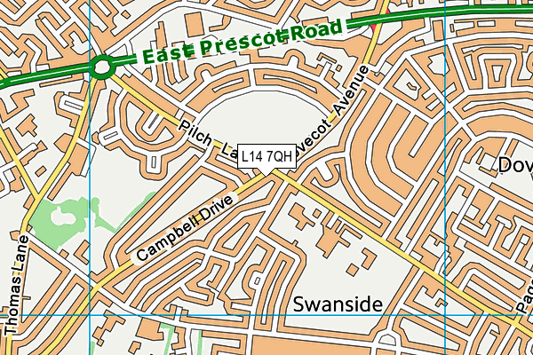 L14 7QH map - OS VectorMap District (Ordnance Survey)