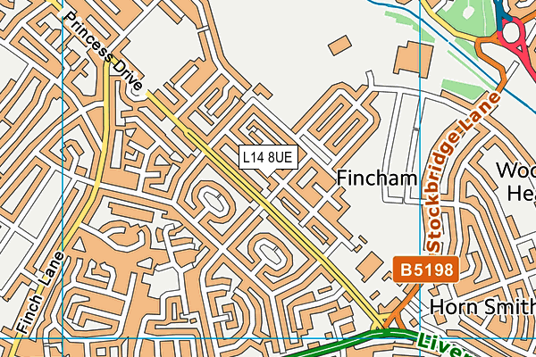 L14 8UE map - OS VectorMap District (Ordnance Survey) L14 8UE map - OS VectorMap District (Ordnance Survey)