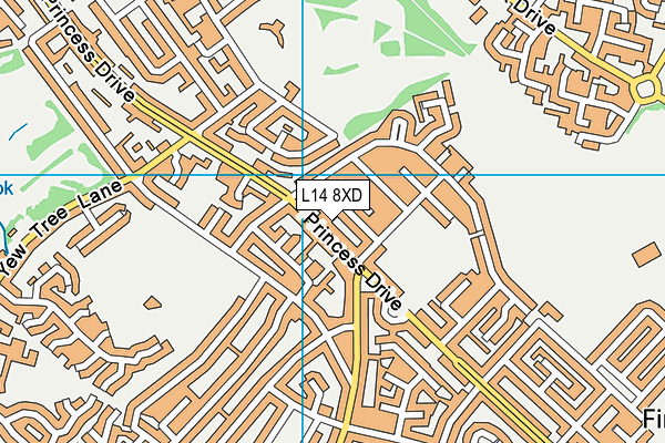 L14 8XD map - OS VectorMap District (Ordnance Survey) L14 8XD map - OS VectorMap District (Ordnance Survey)