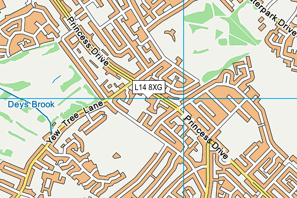 L14 8XG map - OS VectorMap District (Ordnance Survey) L14 8XG map - OS VectorMap District (Ordnance Survey)