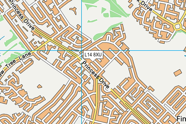 L14 8XU map - OS VectorMap District (Ordnance Survey) L14 8XU map - OS VectorMap District (Ordnance Survey)