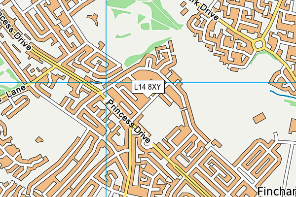 L14 8XY map - OS VectorMap District (Ordnance Survey) L14 8XY map - OS VectorMap District (Ordnance Survey)