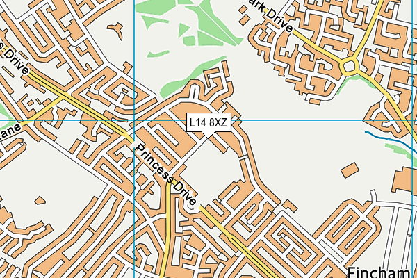 L14 8XZ map - OS VectorMap District (Ordnance Survey) L14 8XZ map - OS VectorMap District (Ordnance Survey)