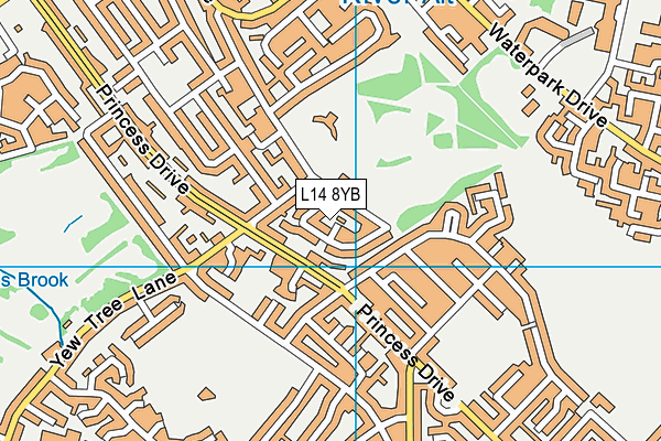 L14 8YB map - OS VectorMap District (Ordnance Survey) L14 8YB map - OS VectorMap District (Ordnance Survey)