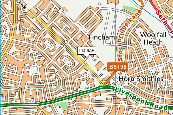 L14 9AE map - OS VectorMap District (Ordnance Survey) L14 9AE map - OS VectorMap District (Ordnance Survey)