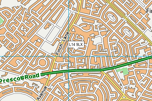 L14 9LX map - OS VectorMap District (Ordnance Survey) L14 9LX map - OS VectorMap District (Ordnance Survey)