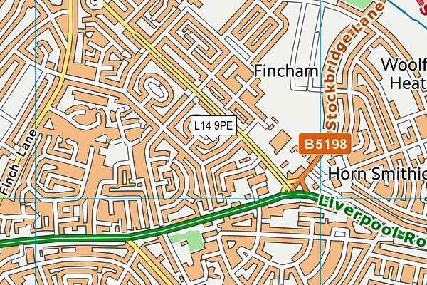 L14 9PE map - OS VectorMap District (Ordnance Survey) L14 9PE map - OS VectorMap District (Ordnance Survey)