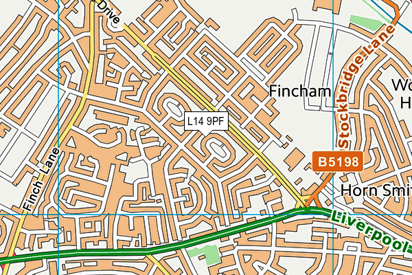 L14 9PF map - OS VectorMap District (Ordnance Survey) L14 9PF map - OS VectorMap District (Ordnance Survey)