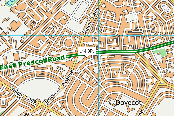 L14 9PJ map - OS VectorMap District (Ordnance Survey) L14 9PJ map - OS VectorMap District (Ordnance Survey)