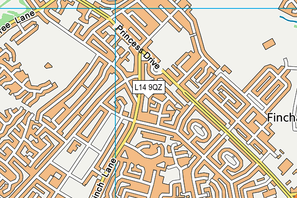 L14 9QZ map - OS VectorMap District (Ordnance Survey) L14 9QZ map - OS VectorMap District (Ordnance Survey)