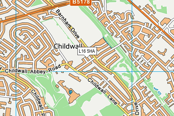 L16 5HA map - OS VectorMap District (Ordnance Survey) L16 5HA map - OS VectorMap District (Ordnance Survey)