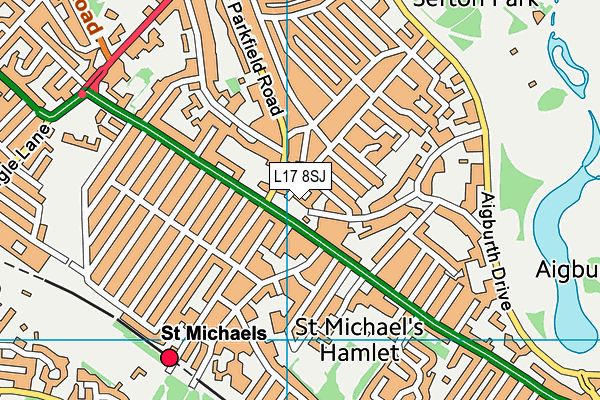 L17 8SJ map - OS VectorMap District (Ordnance Survey) L17 8SJ map - OS VectorMap District (Ordnance Survey)
