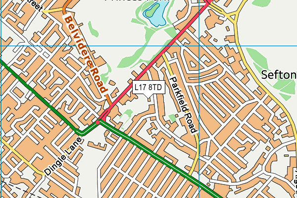 L17 8TD map - OS VectorMap District (Ordnance Survey) L17 8TD map - OS VectorMap District (Ordnance Survey)