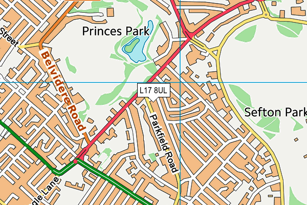 L17 8UL map - OS VectorMap District (Ordnance Survey) L17 8UL map - OS VectorMap District (Ordnance Survey)