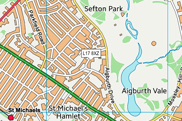 L17 8XZ map - OS VectorMap District (Ordnance Survey) L17 8XZ map - OS VectorMap District (Ordnance Survey)