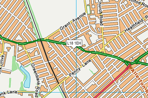 L18 1EH map - OS VectorMap District (Ordnance Survey) L18 1EH map - OS VectorMap District (Ordnance Survey)