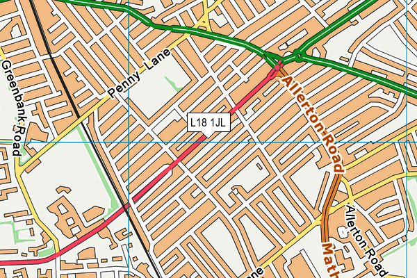 L18 1JL map - OS VectorMap District (Ordnance Survey) L18 1JL map - OS VectorMap District (Ordnance Survey)