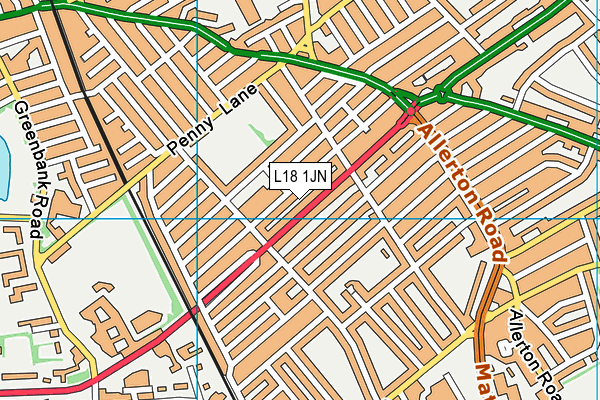 L18 1JN map - OS VectorMap District (Ordnance Survey) L18 1JN map - OS VectorMap District (Ordnance Survey)