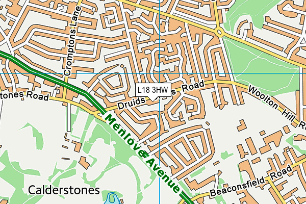 L18 3HW map - OS VectorMap District (Ordnance Survey) L18 3HW map - OS VectorMap District (Ordnance Survey)