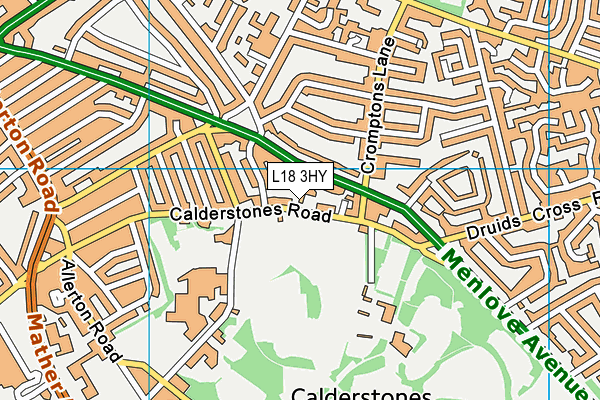 L18 3HY map - OS VectorMap District (Ordnance Survey)
