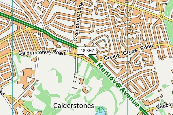 L18 3HZ map - OS VectorMap District (Ordnance Survey) L18 3HZ map - OS VectorMap District (Ordnance Survey)