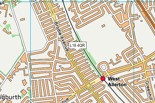 L18 4QR map - OS VectorMap District (Ordnance Survey) L18 4QR map - OS VectorMap District (Ordnance Survey)