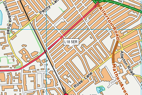 L18 5ER map - OS VectorMap District (Ordnance Survey) L18 5ER map - OS VectorMap District (Ordnance Survey)