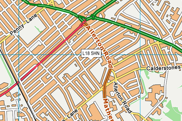 L18 5HN map - OS VectorMap District (Ordnance Survey)