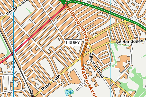 L18 5HY map - OS VectorMap District (Ordnance Survey) L18 5HY map - OS VectorMap District (Ordnance Survey)