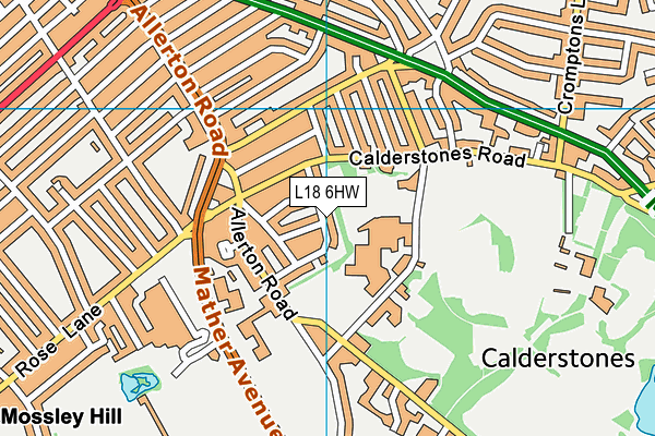 L18 6HW map - OS VectorMap District (Ordnance Survey) L18 6HW map - OS VectorMap District (Ordnance Survey)