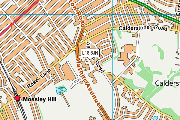 L18 6JN map - OS VectorMap District (Ordnance Survey)