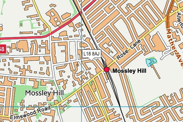 L18 8AJ map - OS VectorMap District (Ordnance Survey)