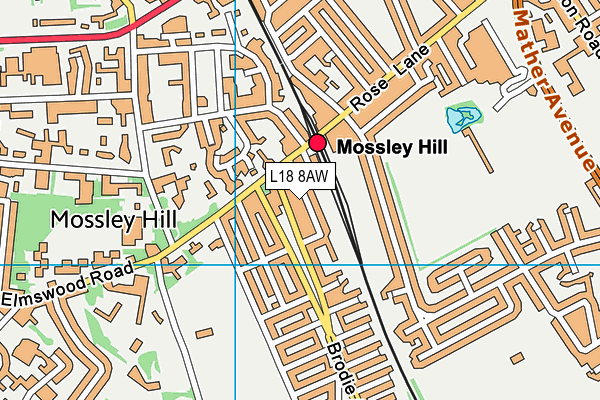 L18 8AW map - OS VectorMap District (Ordnance Survey)