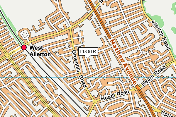 L18 9TR map - OS VectorMap District (Ordnance Survey) L18 9TR map - OS VectorMap District (Ordnance Survey)