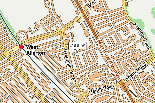 L18 9TW map - OS VectorMap District (Ordnance Survey) L18 9TW map - OS VectorMap District (Ordnance Survey)