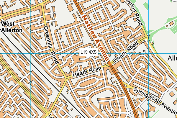 L19 4XS map - OS VectorMap District (Ordnance Survey) L19 4XS map - OS VectorMap District (Ordnance Survey)