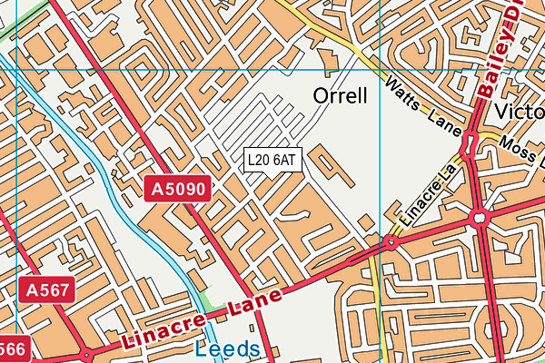 L20 6AT map - OS VectorMap District (Ordnance Survey)