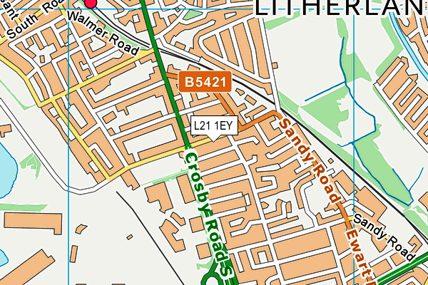 L21 1EY map - OS VectorMap District (Ordnance Survey) L21 1EY map - OS VectorMap District (Ordnance Survey)
