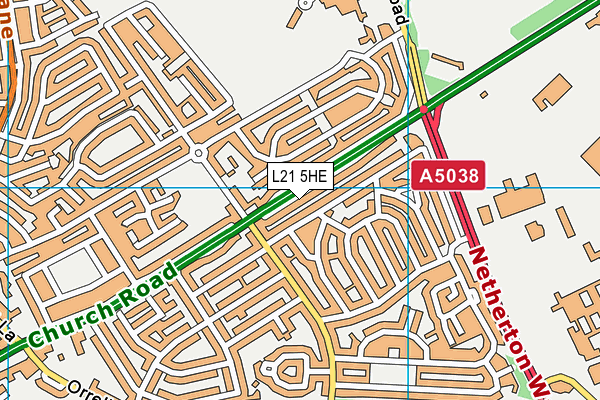 L21 5HE map - OS VectorMap District (Ordnance Survey) L21 5HE map - OS VectorMap District (Ordnance Survey)