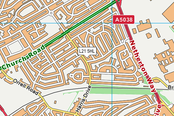 L21 5HL map - OS VectorMap District (Ordnance Survey) L21 5HL map - OS VectorMap District (Ordnance Survey)