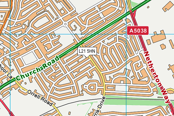 L21 5HN map - OS VectorMap District (Ordnance Survey) L21 5HN map - OS VectorMap District (Ordnance Survey)