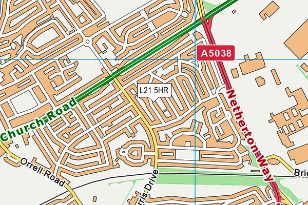 L21 5HR map - OS VectorMap District (Ordnance Survey) L21 5HR map - OS VectorMap District (Ordnance Survey)