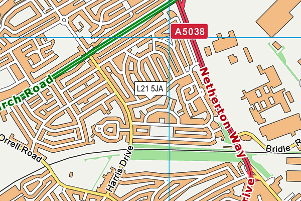 L21 5JA map - OS VectorMap District (Ordnance Survey) L21 5JA map - OS VectorMap District (Ordnance Survey)