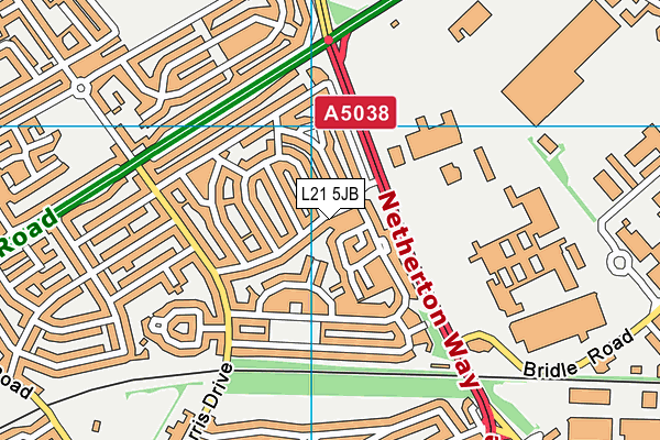 L21 5JB map - OS VectorMap District (Ordnance Survey) L21 5JB map - OS VectorMap District (Ordnance Survey)