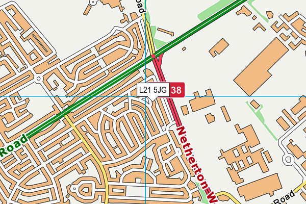 L21 5JG map - OS VectorMap District (Ordnance Survey) L21 5JG map - OS VectorMap District (Ordnance Survey)