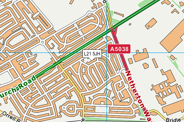 L21 5JH map - OS VectorMap District (Ordnance Survey) L21 5JH map - OS VectorMap District (Ordnance Survey)