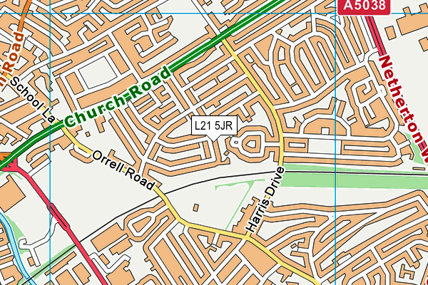 L21 5JR map - OS VectorMap District (Ordnance Survey) L21 5JR map - OS VectorMap District (Ordnance Survey)