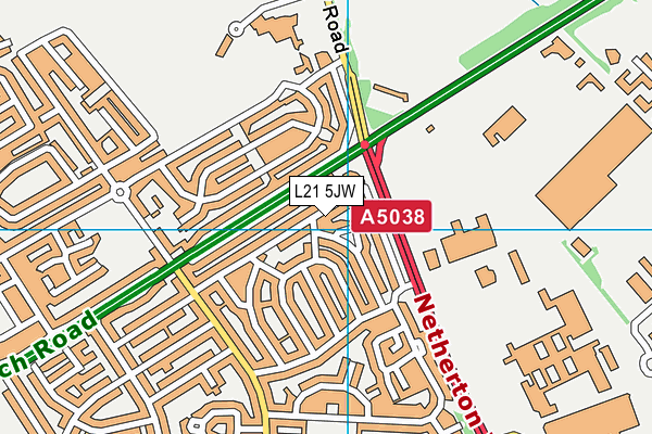 L21 5JW map - OS VectorMap District (Ordnance Survey) L21 5JW map - OS VectorMap District (Ordnance Survey)