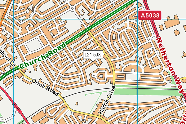 L21 5JX map - OS VectorMap District (Ordnance Survey)